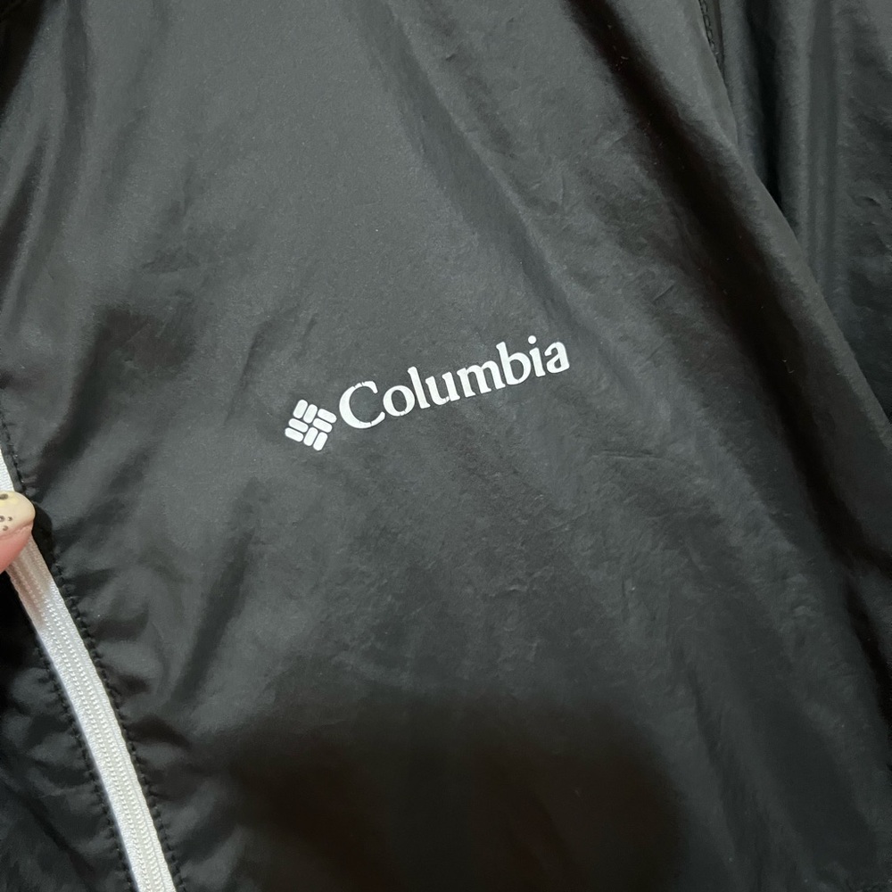 Columbia Women's Dark Navy Hooded Windbreaker with White Trim - Picture 5 of 6